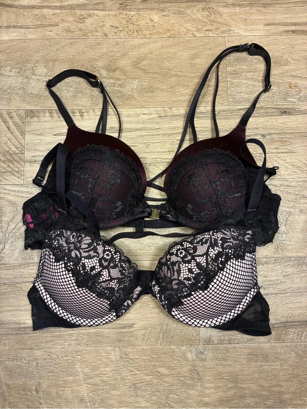 La Senza 2 Push Up Bras Obsession Plunge Lace Hello Sugar